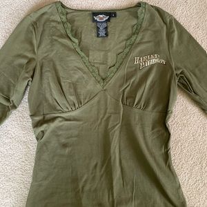 HARLEY-DAVIDSON Long Sleeve Lace Printed Shirt!